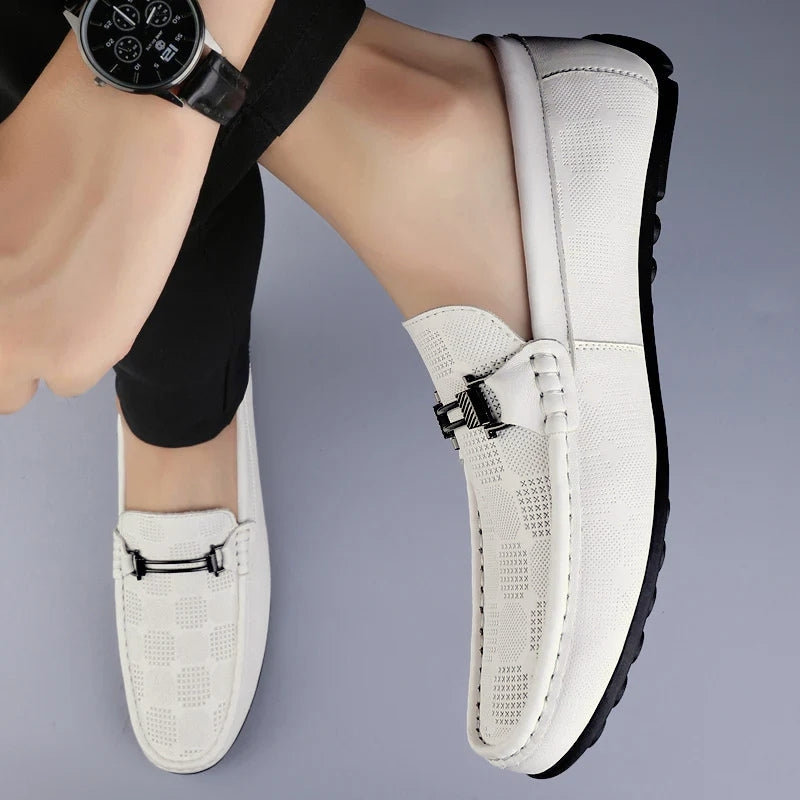 Enzo | Textured Metal-Buckle Men Loafers for Summer