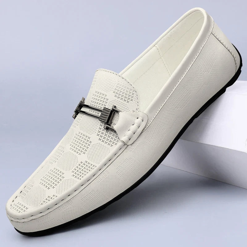 Enzo | Textured Metal-Buckle Men Loafers for Summer