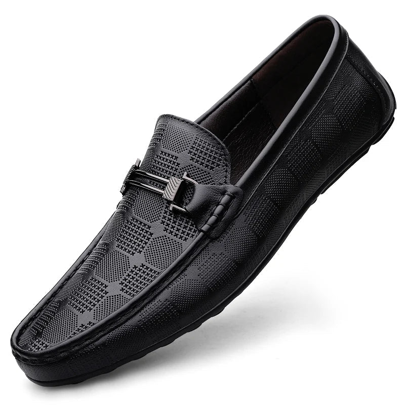Enzo | Textured Metal-Buckle Men Loafers for Summer