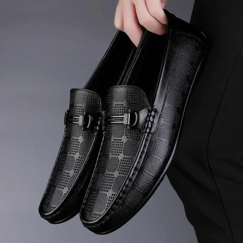 Enzo | Textured Metal-Buckle Men Loafers for Summer