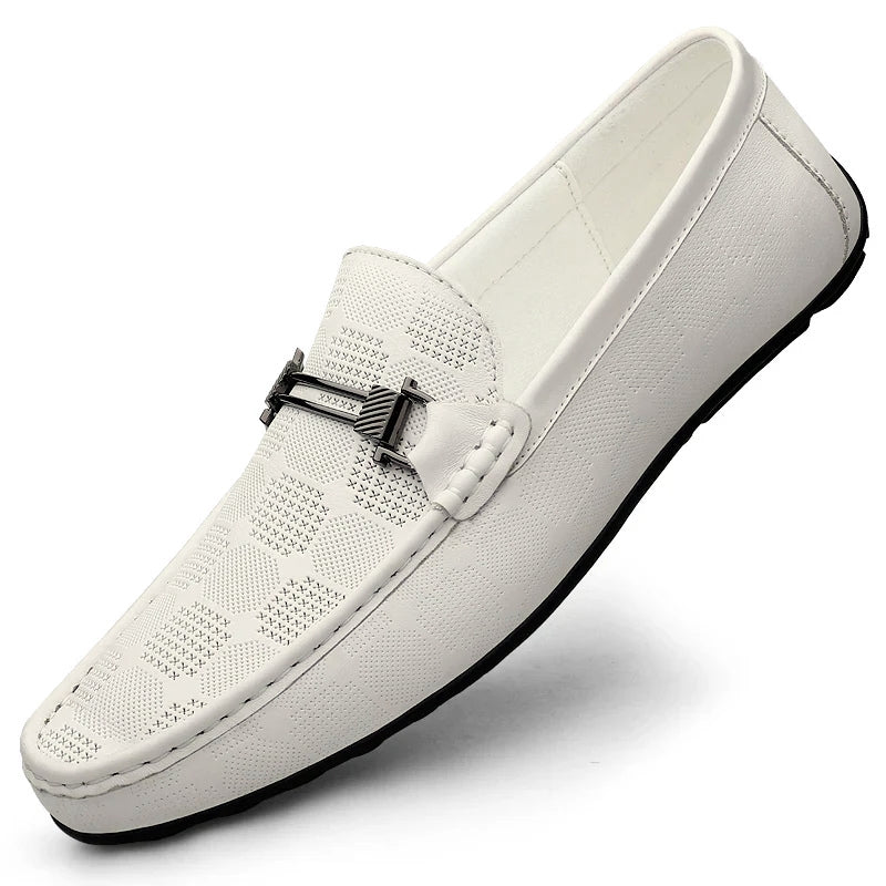 Enzo | Textured Metal-Buckle Men Loafers for Summer