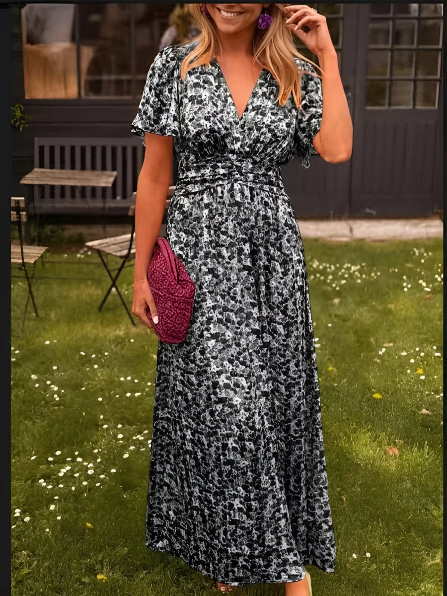Layla | Floral Empire-Waist V-Neck Dress for Summer