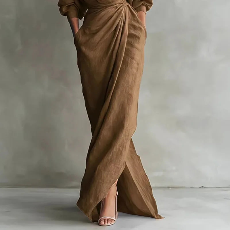 Maisie | Plunge Wrap Side-Slit Maxi Dress