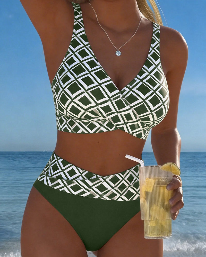 Anouk | Checkered High-Waist Bikini Women Swimwear Set for Summer