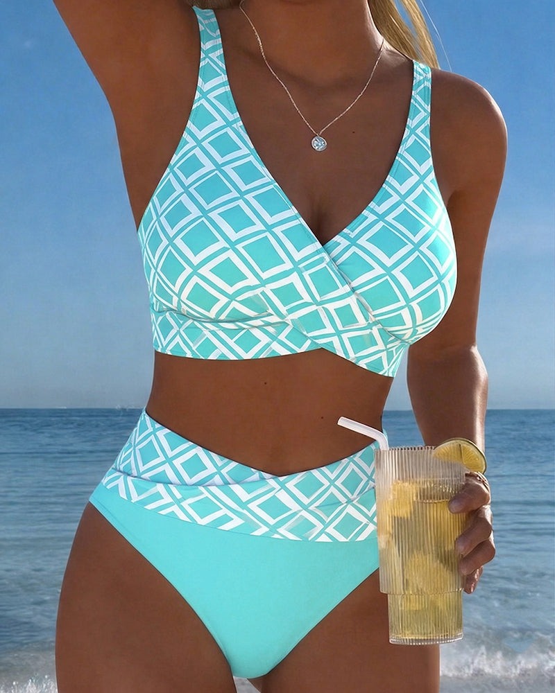 Anouk | Checkered High-Waist Bikini Women Swimwear Set for Summer