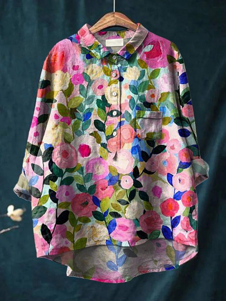 Ana | Linen Printed Relaxed Women Blouses for Summer