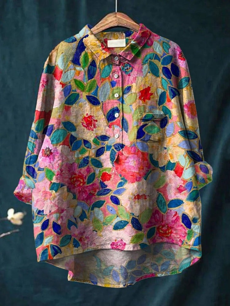 Ana | Linen Printed Relaxed Women Blouses for Summer