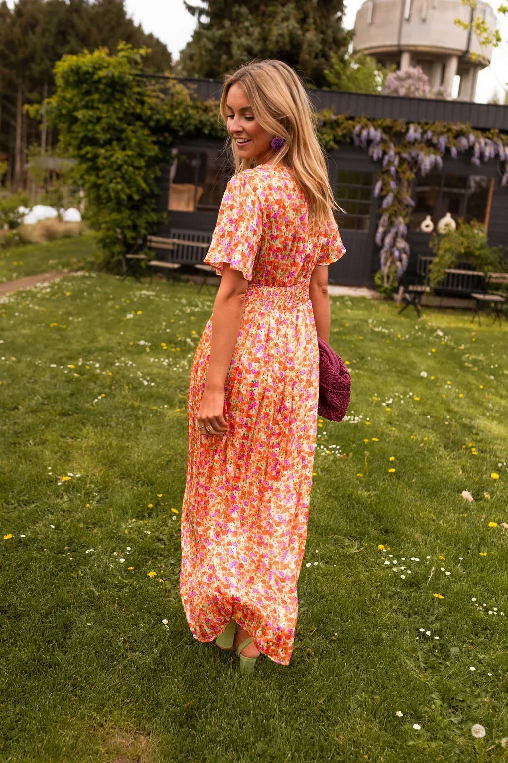 Layla | Floral Empire-Waist V-Neck Dress for Summer
