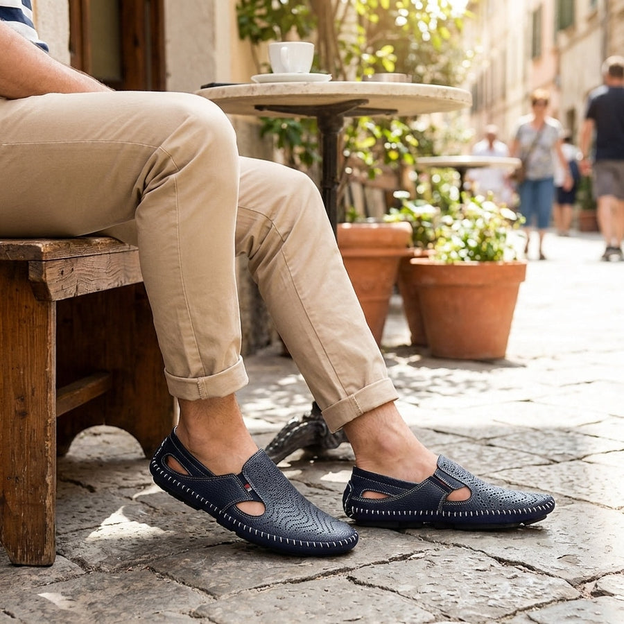 Silas | Perforated Leather Closed-Toe Men Sandals for Summer