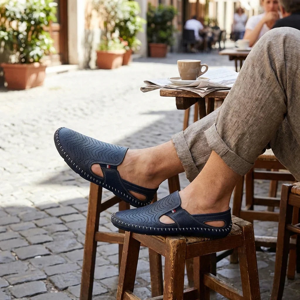 Silas | Perforated Leather Closed-Toe Men Sandals for Summer
