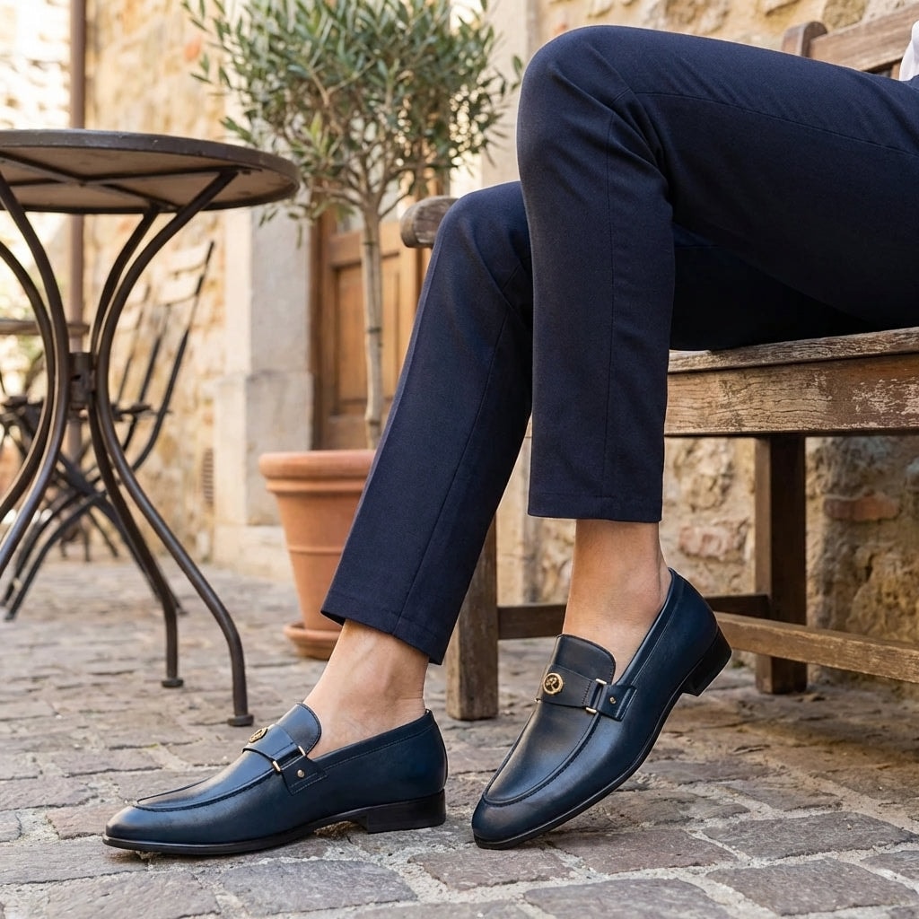 Callum | Gold-Tone Buckle Leather Men Loafers