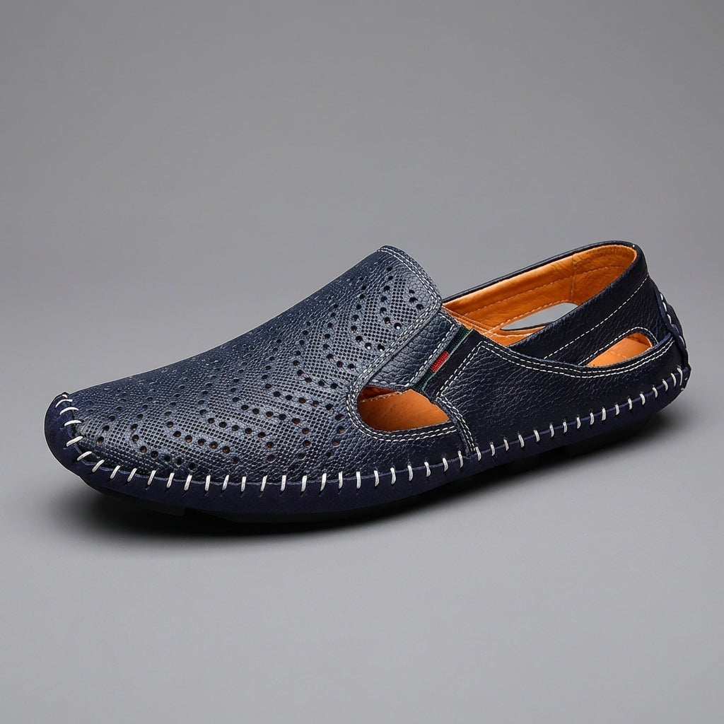 Silas | Perforated Leather Closed-Toe Men Sandals for Summer