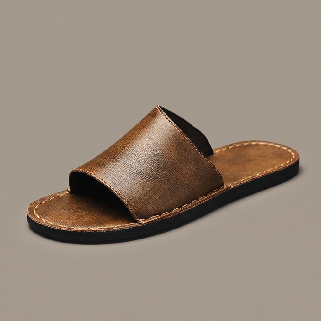 Ronan | Hand-Stitched Leather Slide Men Sandals for Summer
