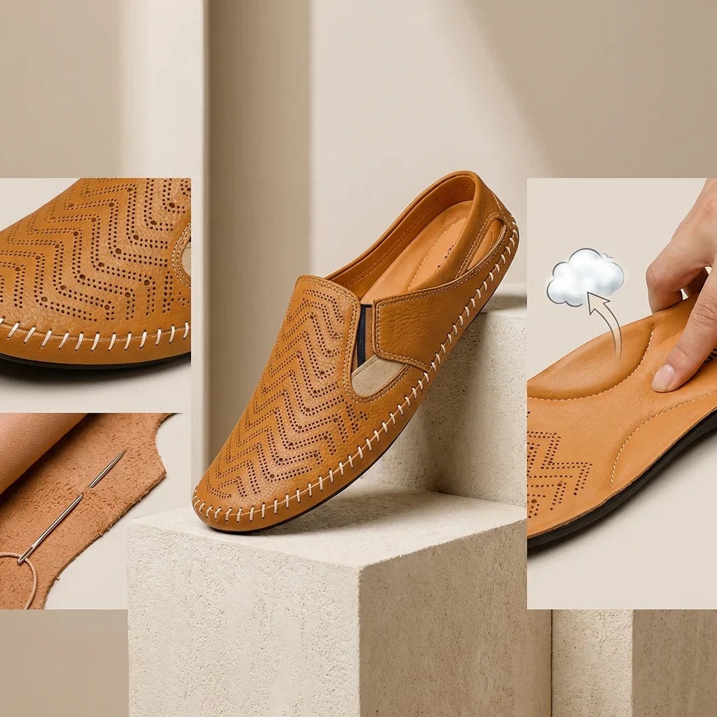 Silas | Perforated Leather Closed-Toe Men Sandals for Summer