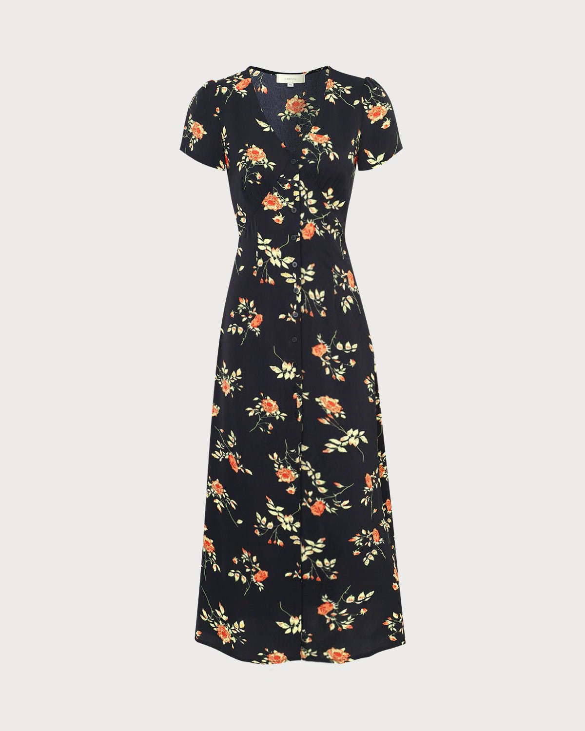 Natalia | Retro Floral Short-Sleeve Maxi Dress