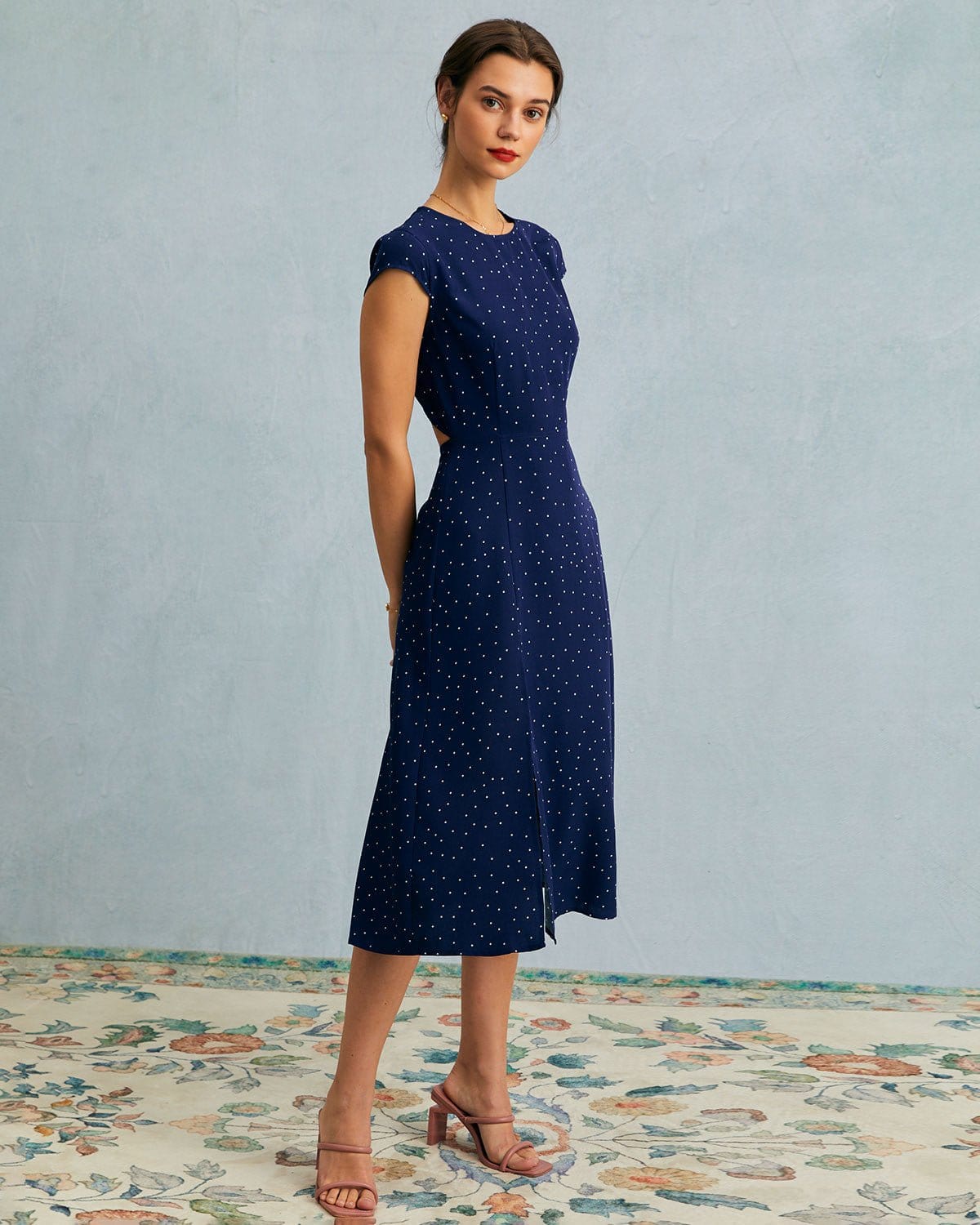 Mira | Polka Dot Cut-Out Midi Dress