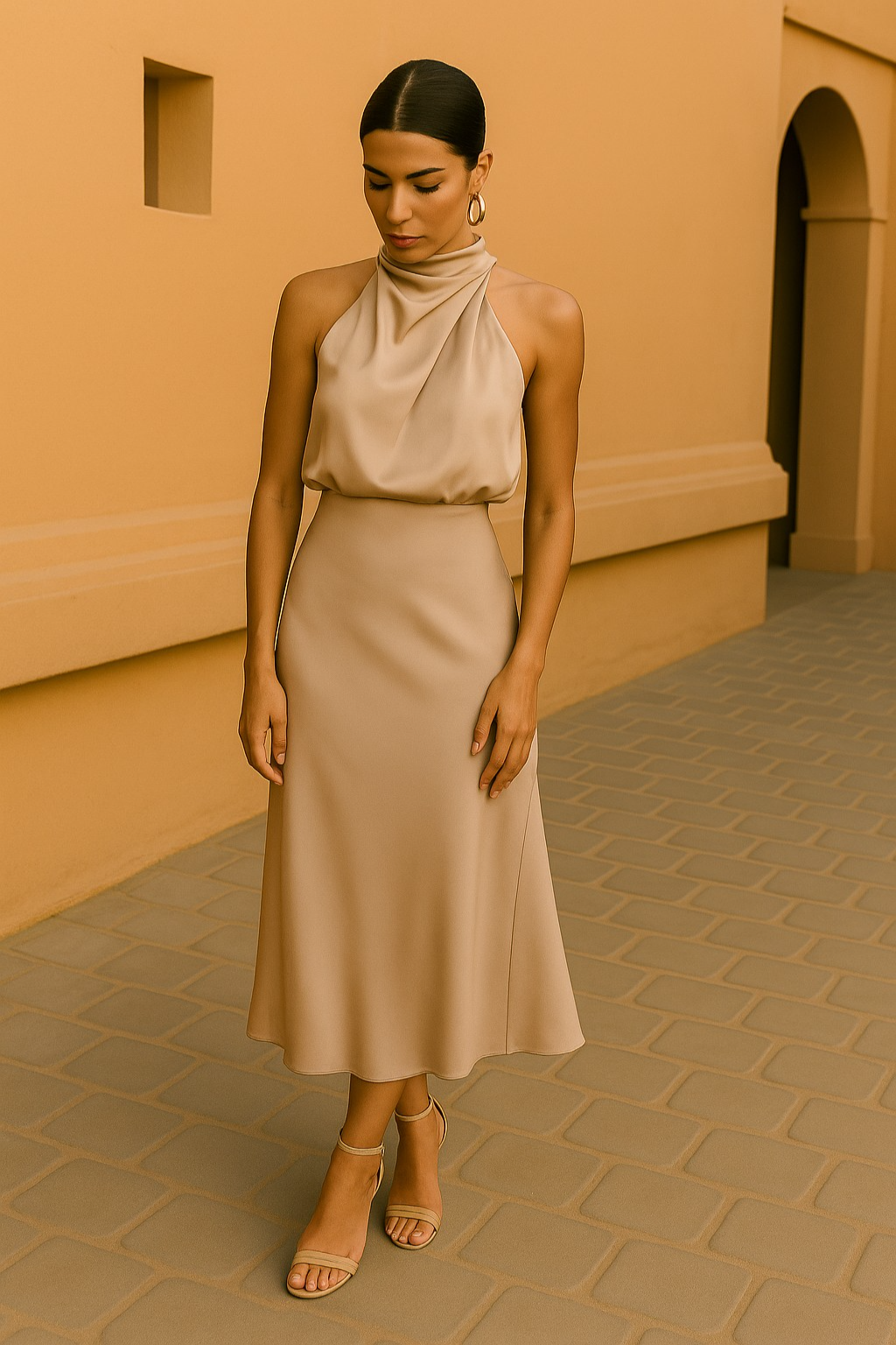 Leila | Draped Open-Back Satin Dress for Summer