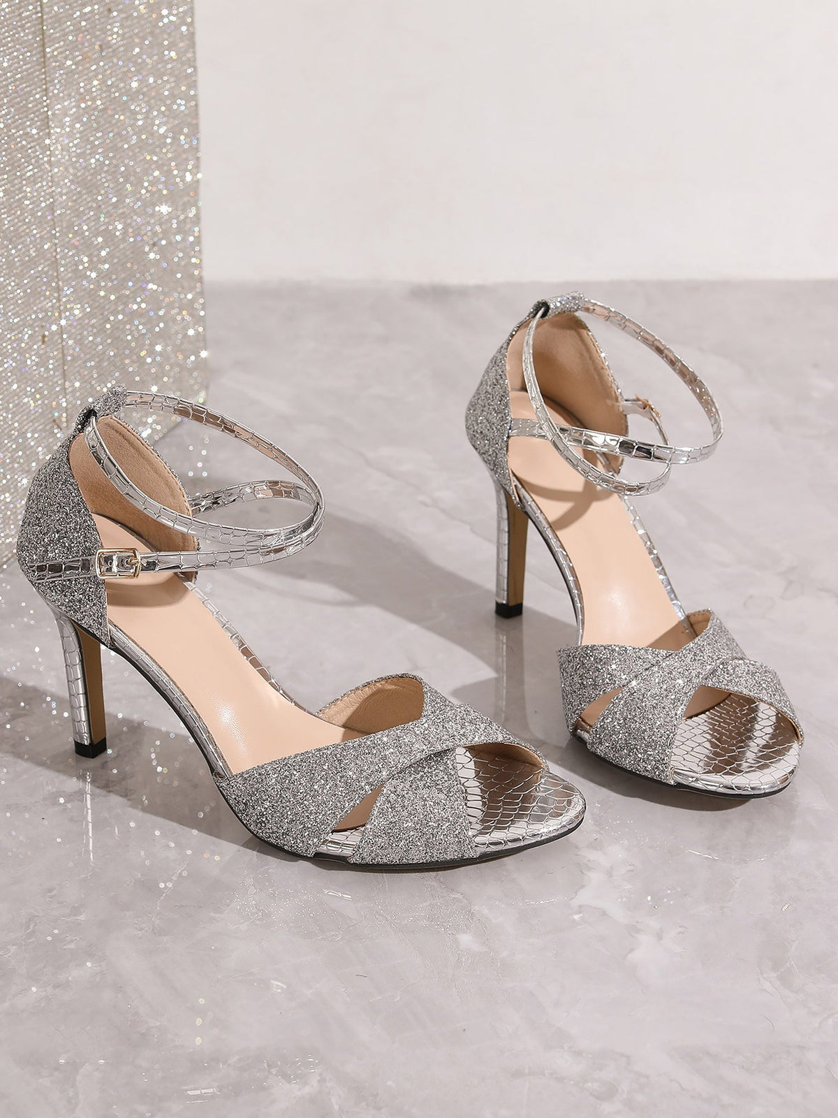 Sienna | Glitter Strappy High Heel Women's Sandals for Holiday Parties