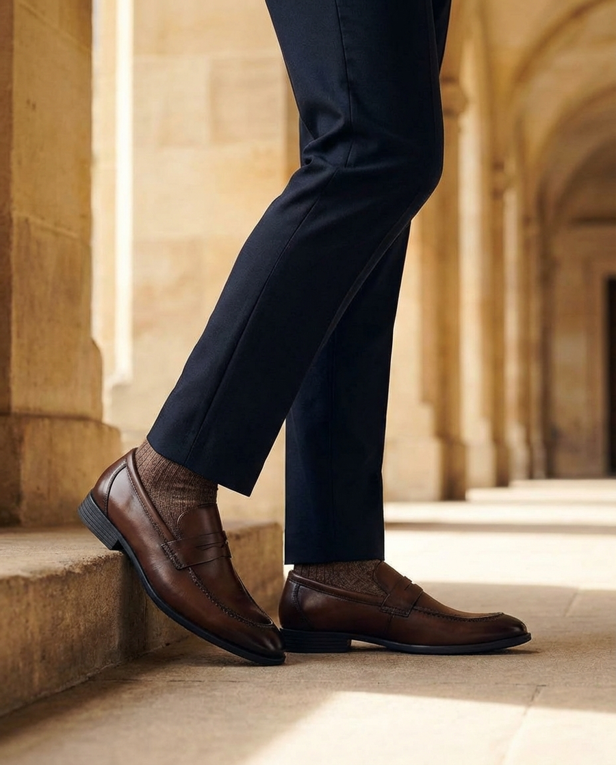 Elliot | Classic Saddle-Strap Leather Men Loafers