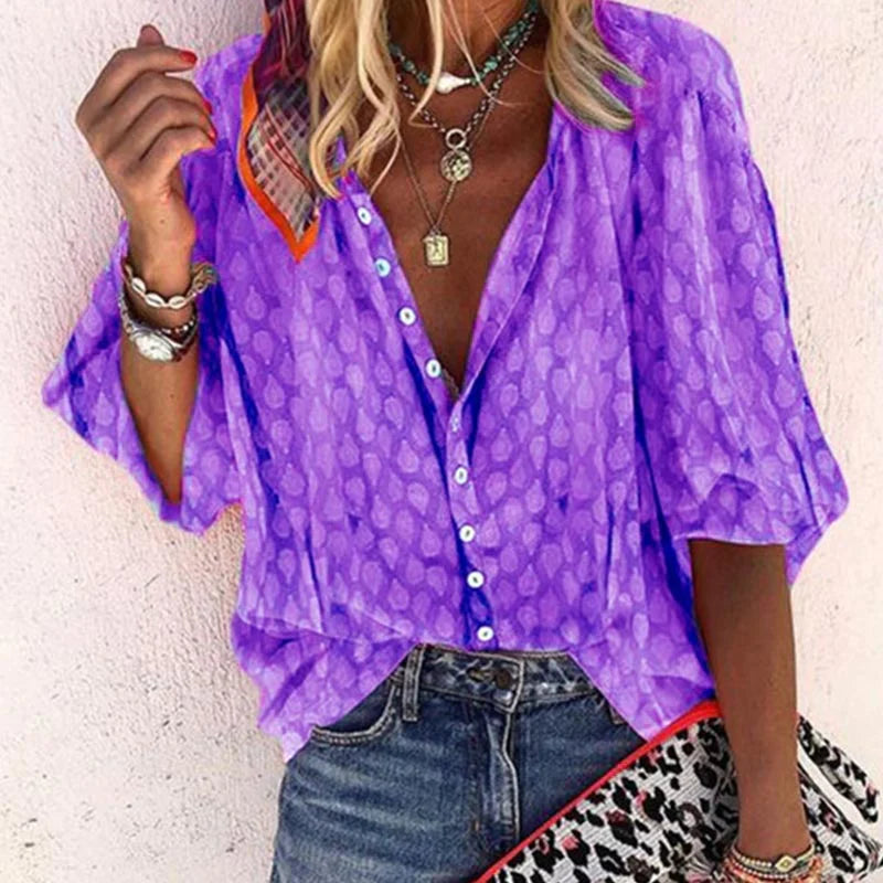 Marguerite | Sheer Printed Button-Down Women Blouses for Summer