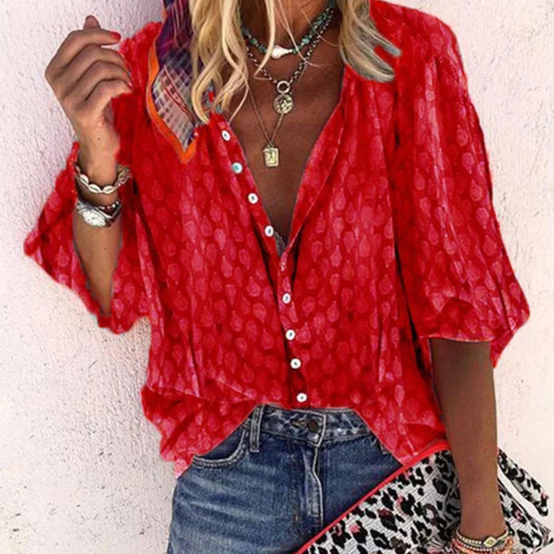 Marguerite | Sheer Printed Button-Down Women Blouses for Summer