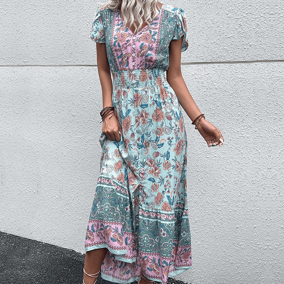 Stella | Smocked-Waist Boho Maxi Dress for Summer