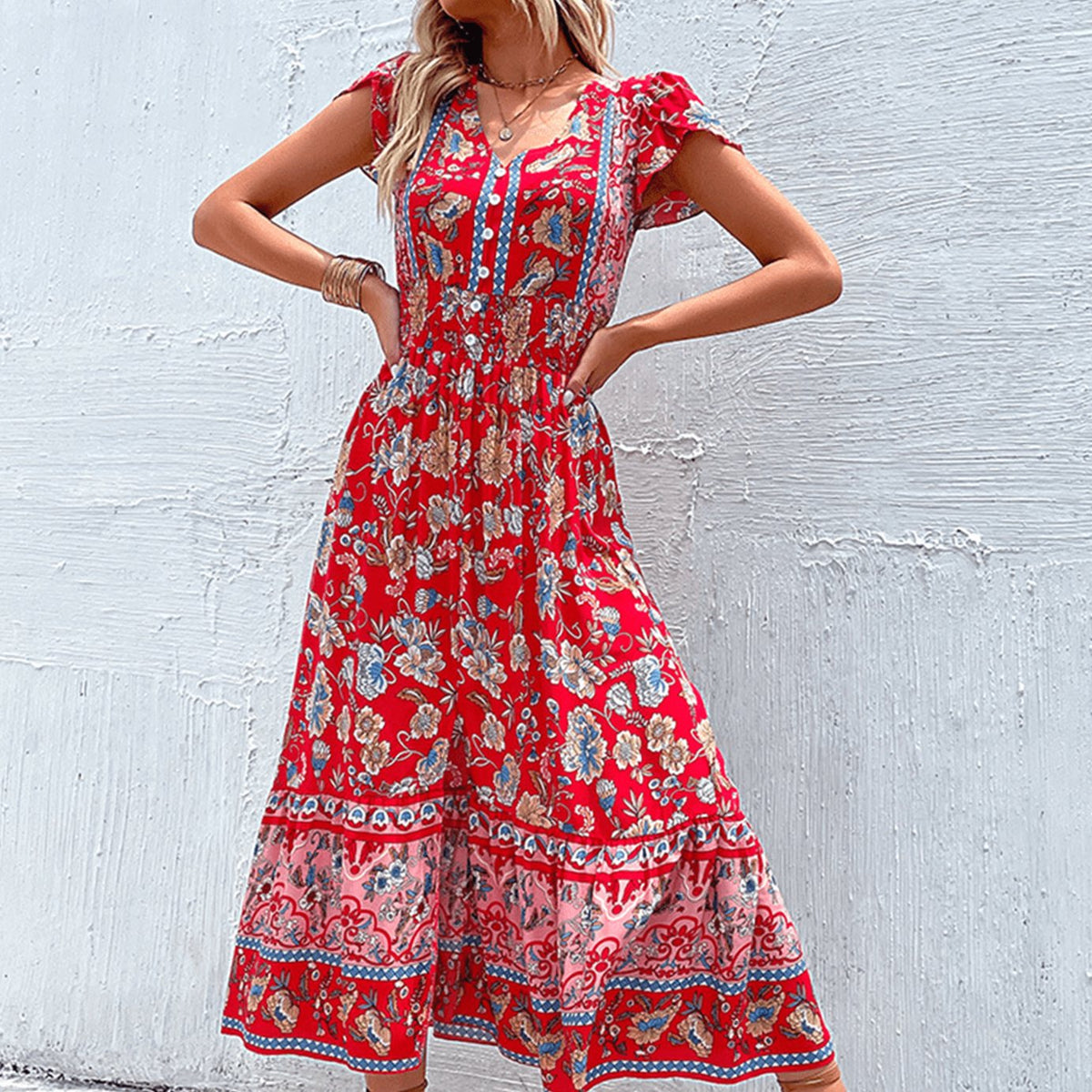 Stella | Smocked-Waist Boho Maxi Dress for Summer