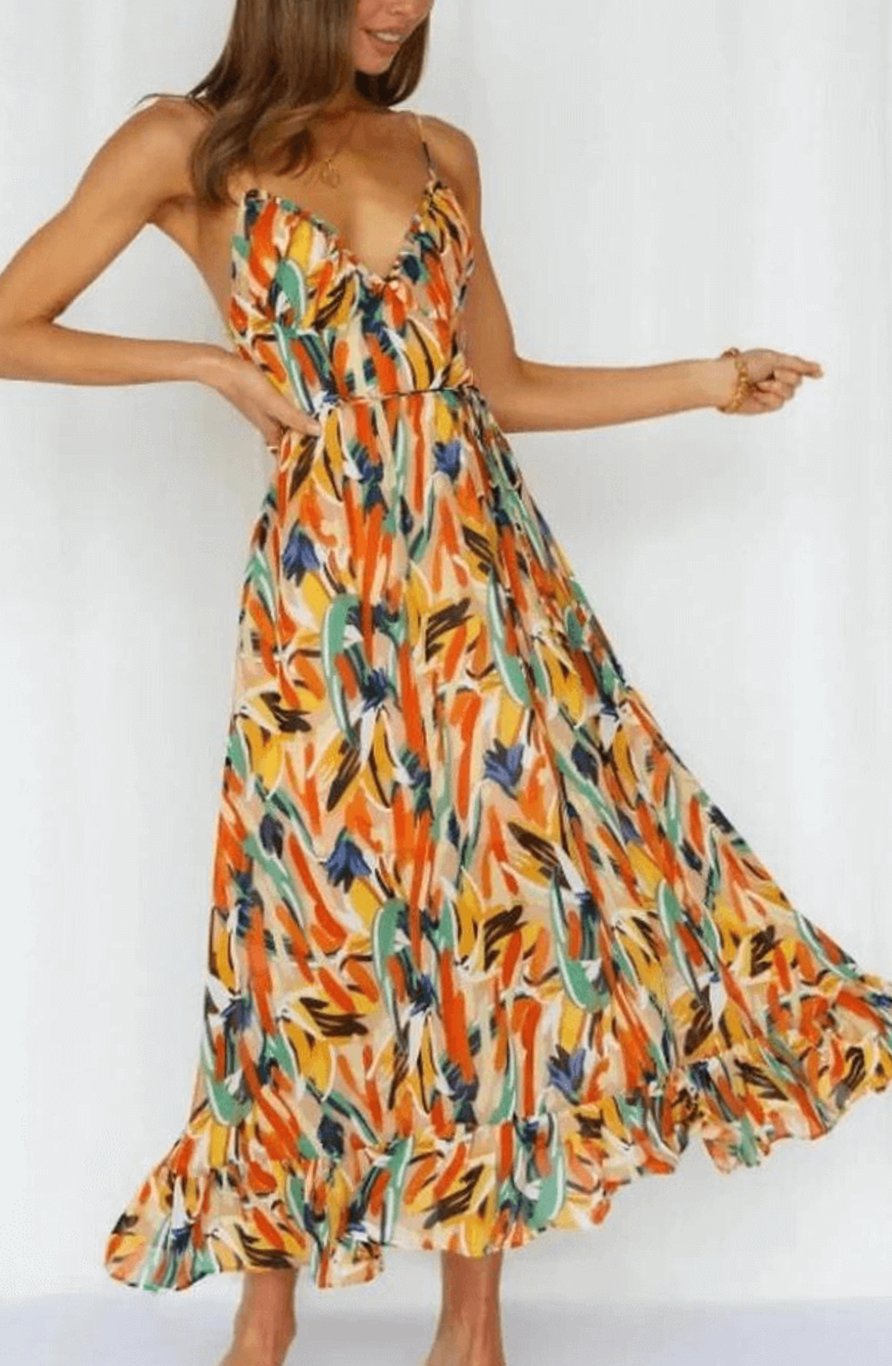 Alice | Boho Spaghetti-Strap Midi Dress for Summer