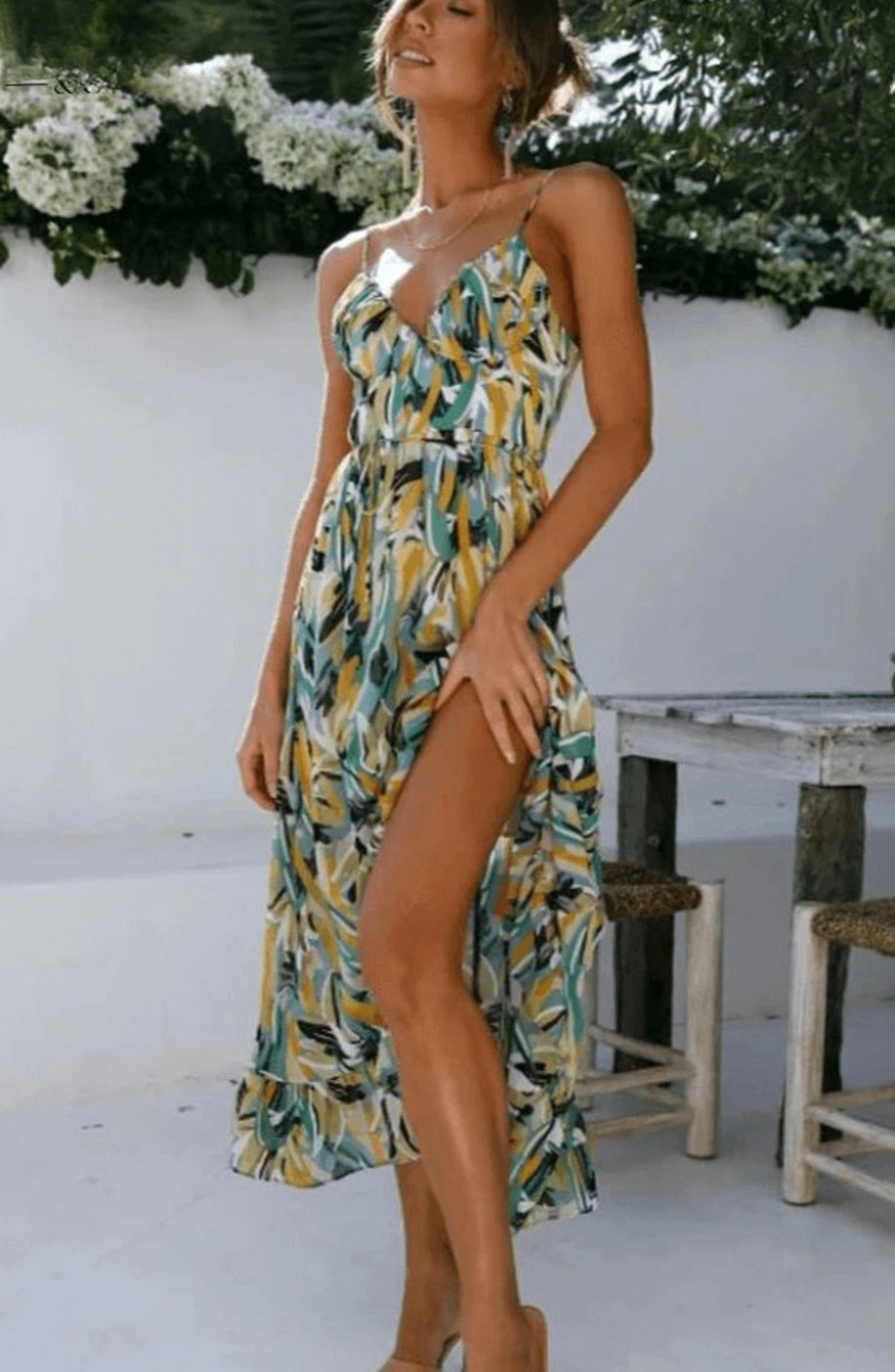 Alice | Boho Spaghetti-Strap Midi Dress for Summer