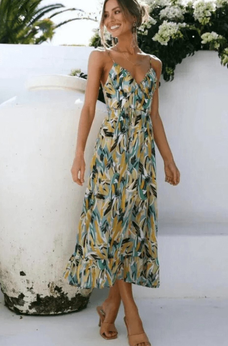 Alice | Boho Spaghetti-Strap Midi Dress for Summer