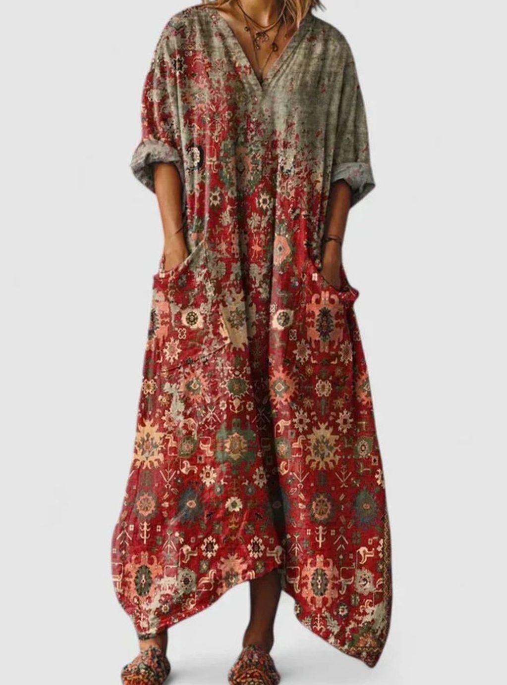 Ivy | Pocketed Oversized Boho Maxi Dress for Summer