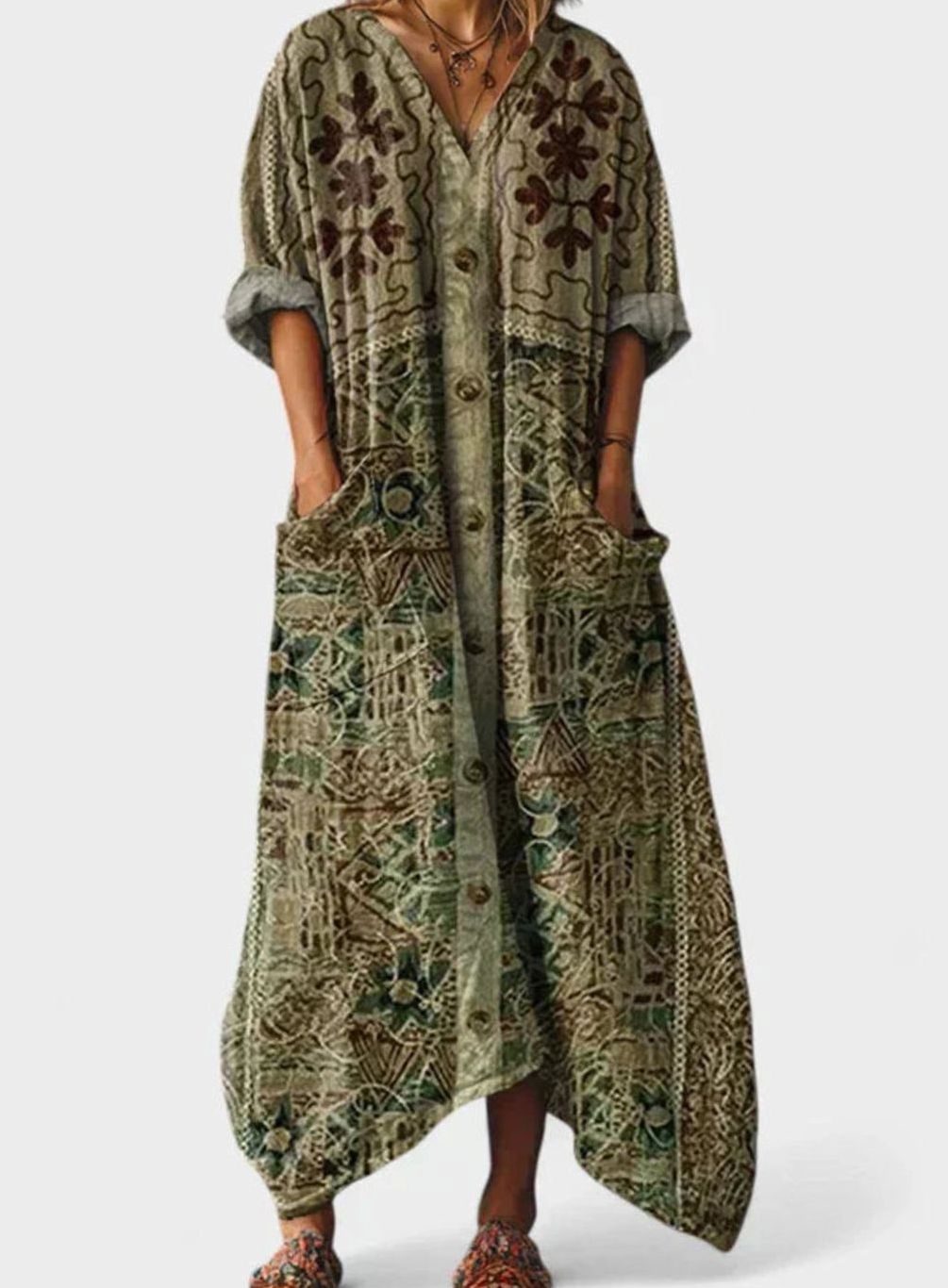 Ivy | Pocketed Oversized Boho Maxi Dress for Summer