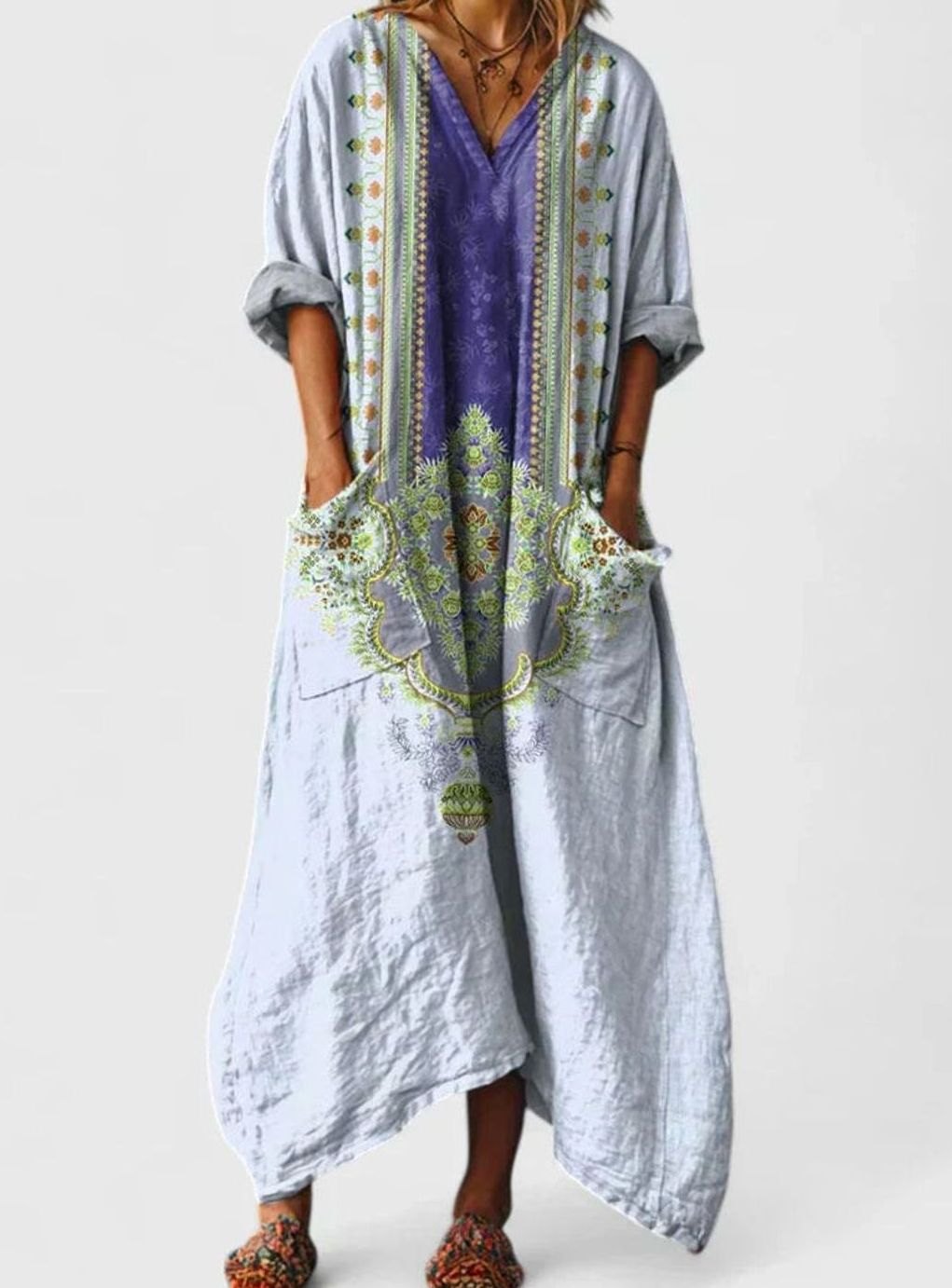 Ivy | Pocketed Oversized Boho Maxi Dress for Summer