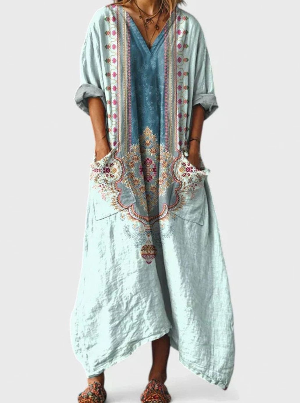 Ivy | Pocketed Oversized Boho Maxi Dress for Summer