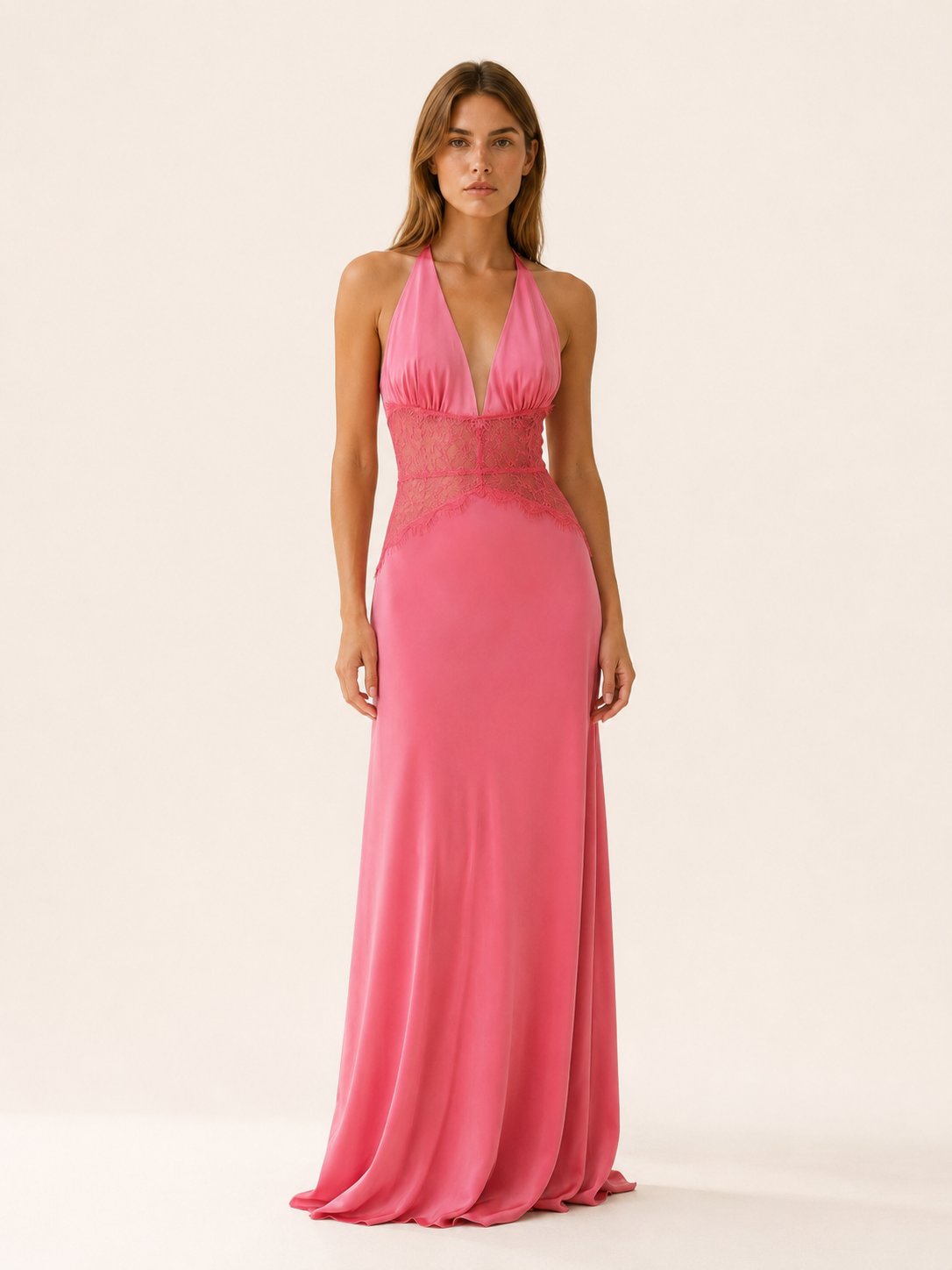 Nadia | Backless Halter Plunge Women Party Dress