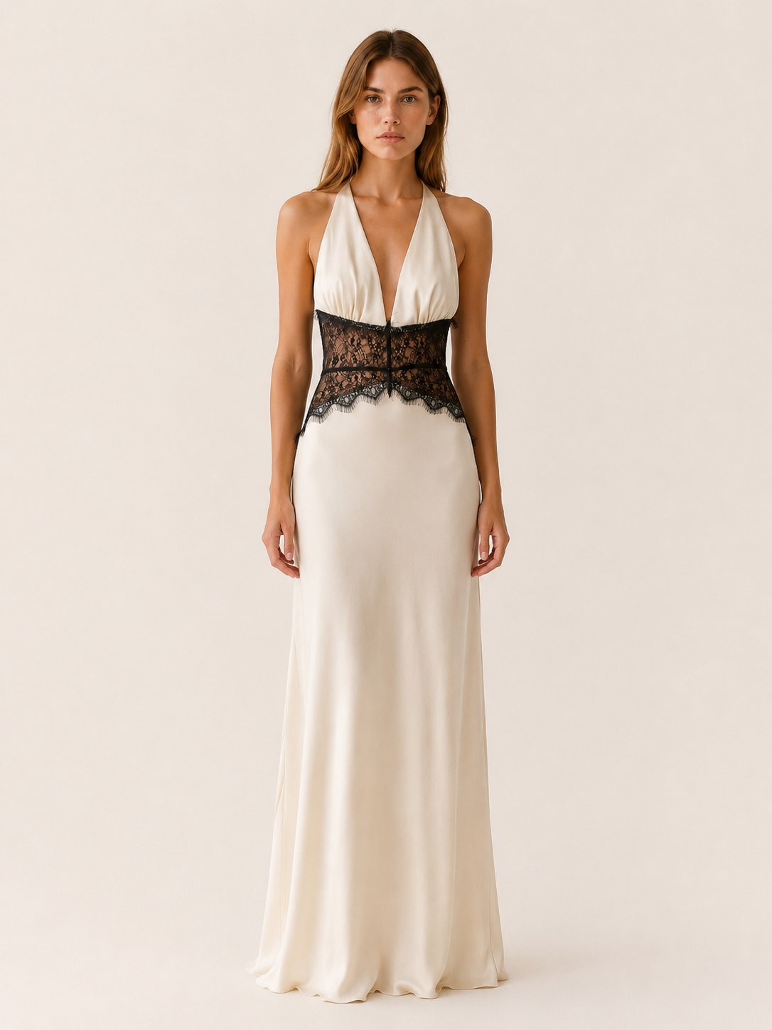 Nadia | Backless Halter Plunge Women Party Dress