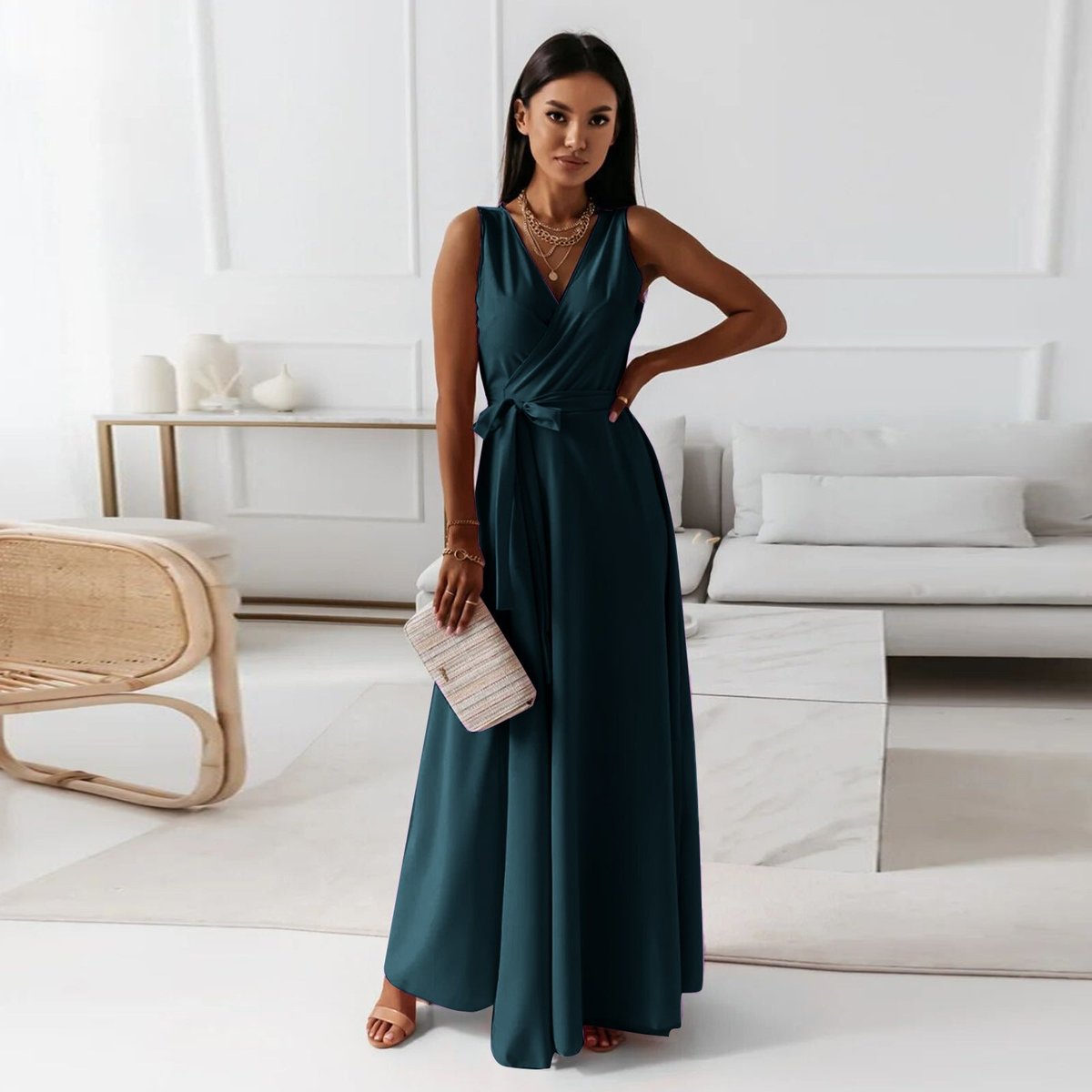 Odette | Sleeveless Wrap Maxi Women Party Dress