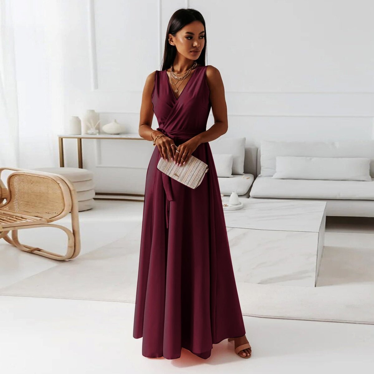 Odette | Sleeveless Wrap Maxi Women Party Dress