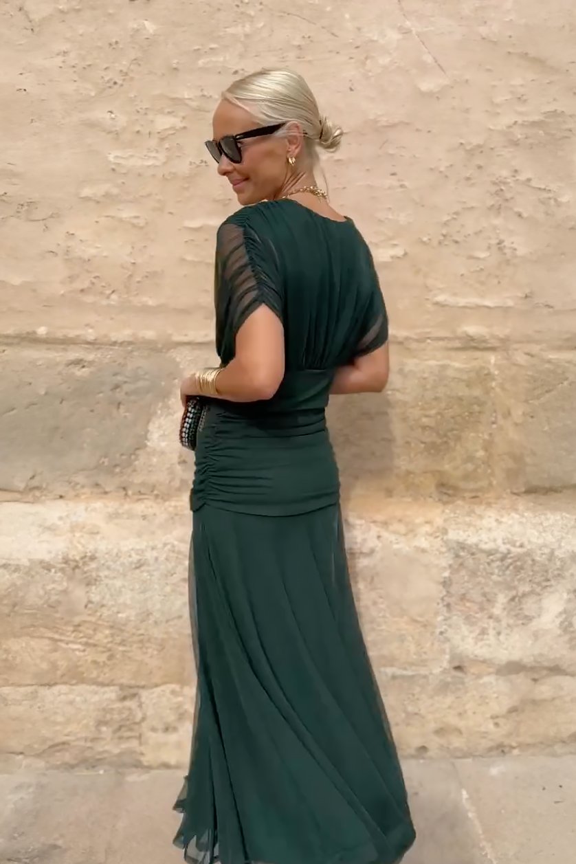 Wren | Pleated Chiffon V-Neck Women Party Dress