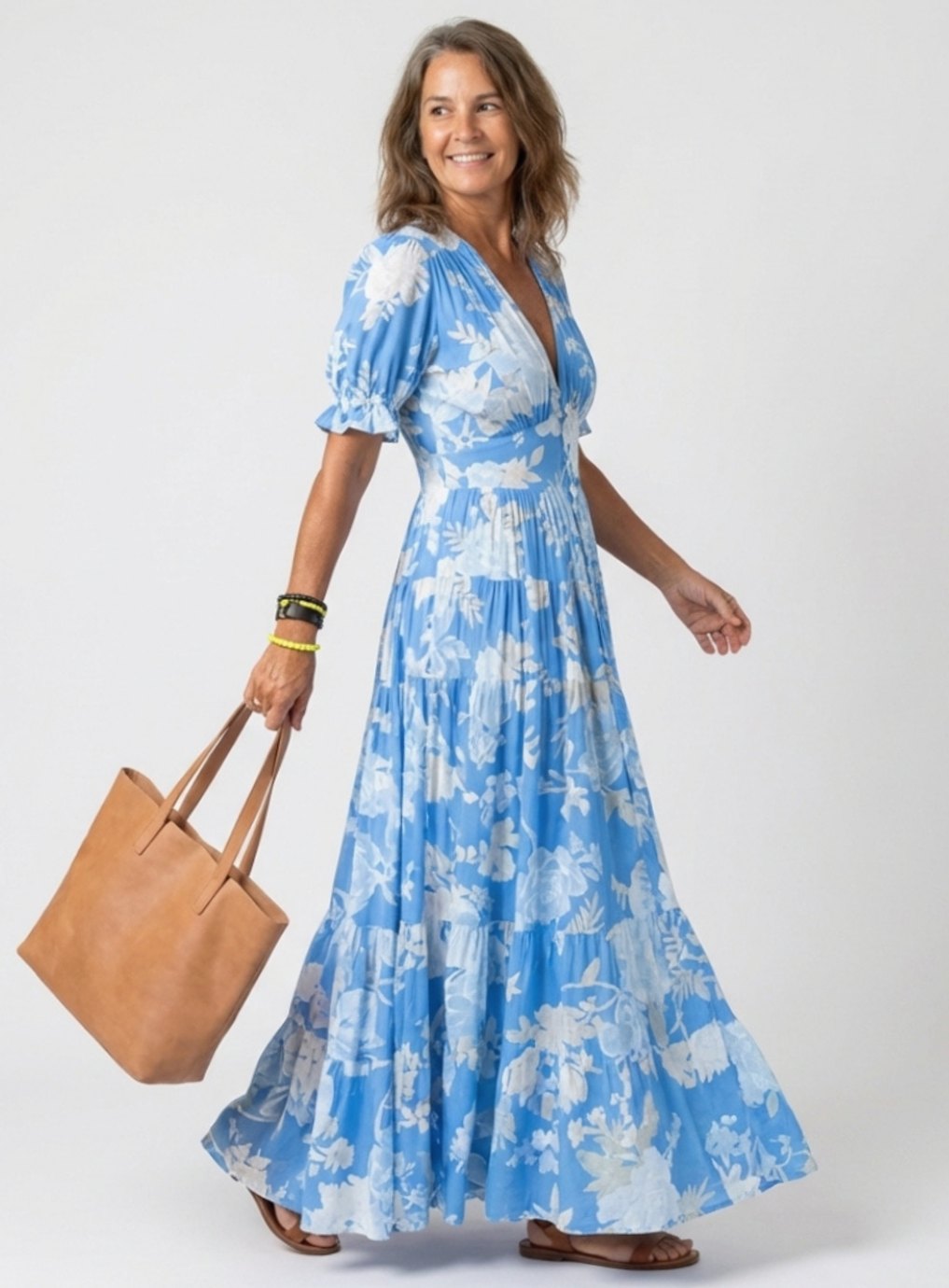 Genevieve | Flutter-Sleeve Floral Maxi Dress for Spring