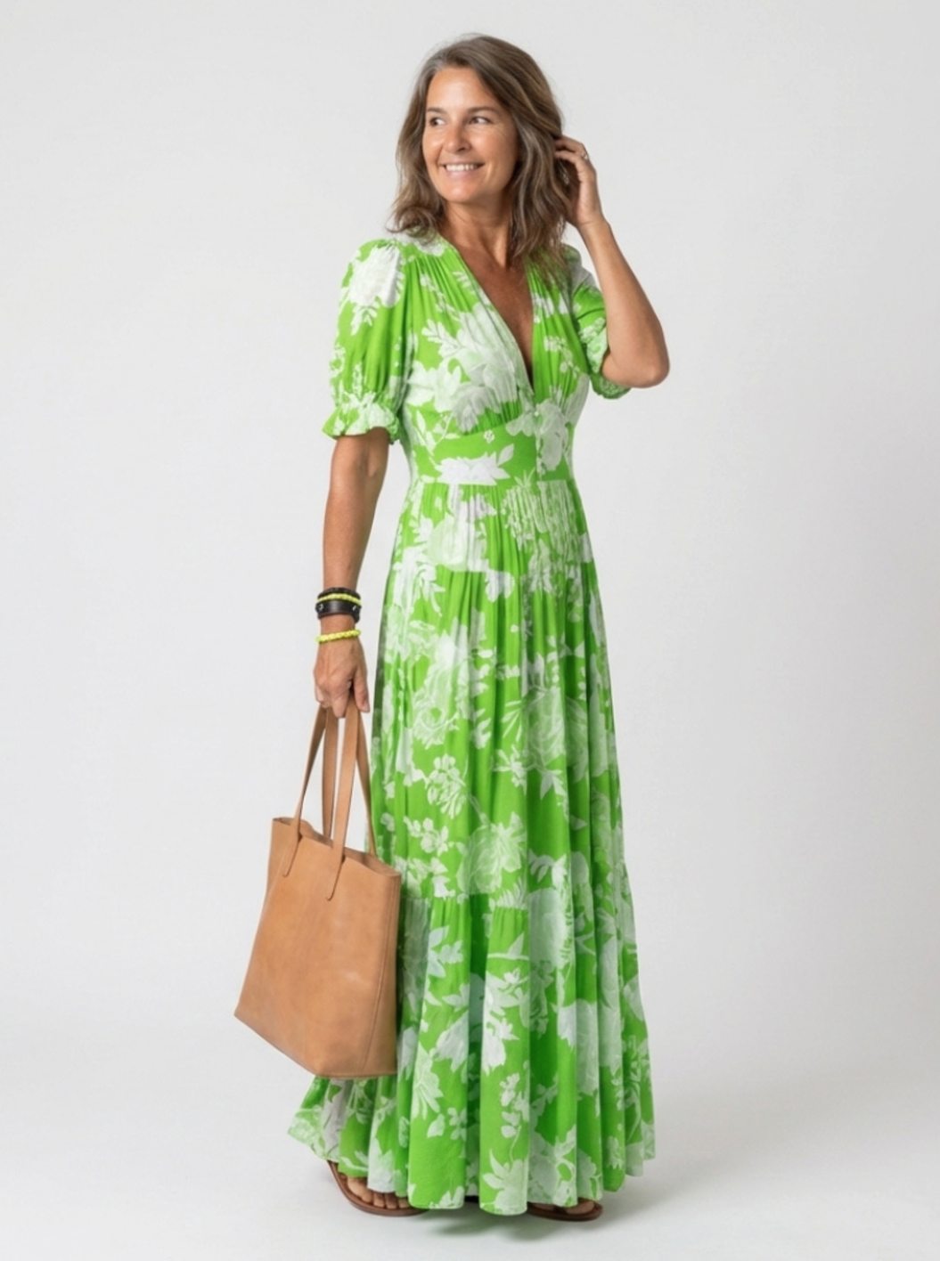 Genevieve | Flutter-Sleeve Floral Maxi Dress for Spring