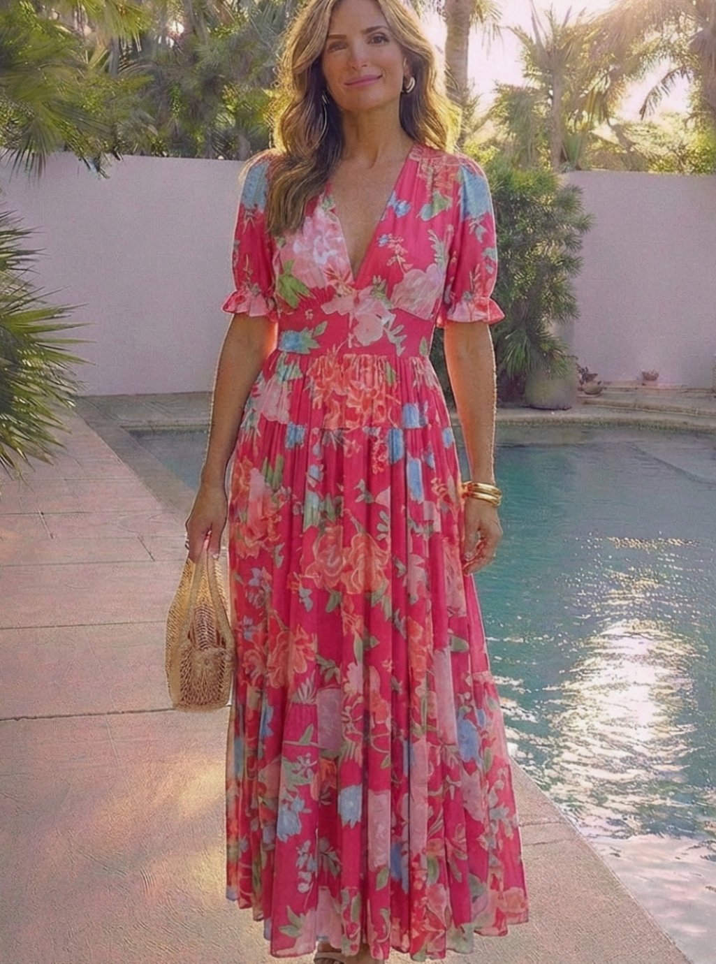 Genevieve | Flutter-Sleeve Floral Maxi Dress for Spring