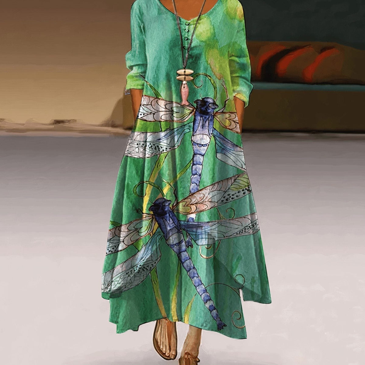 Florence | Long-Sleeve Relaxed Floral Maxi Dress for Spring