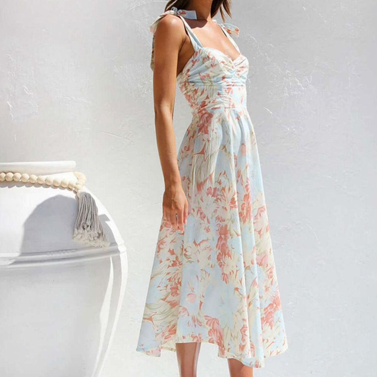 Poppy | Tie-Shoulder A-Line Midi Women Party Dress for Spring
