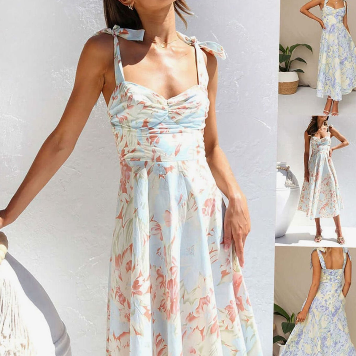 Poppy | Tie-Shoulder A-Line Midi Women Party Dress for Spring