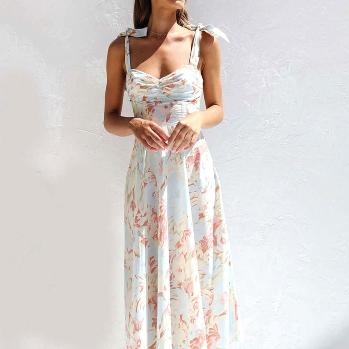 Poppy | Tie-Shoulder A-Line Midi Women Party Dress for Spring