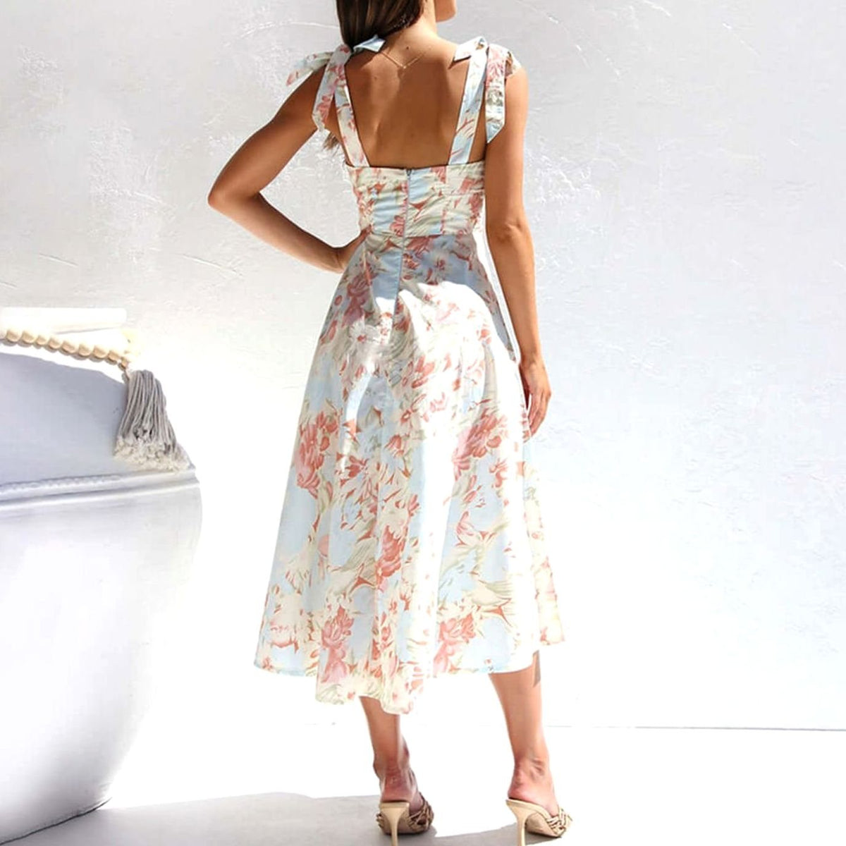 Poppy | Tie-Shoulder A-Line Midi Women Party Dress for Spring
