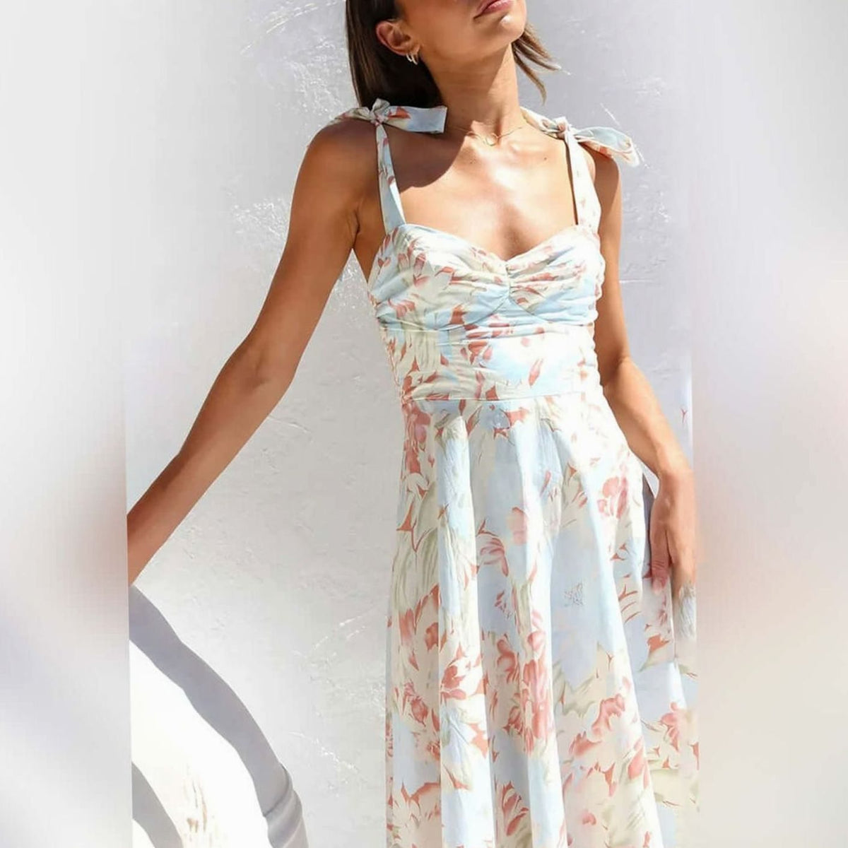 Poppy | Tie-Shoulder A-Line Midi Women Party Dress for Spring