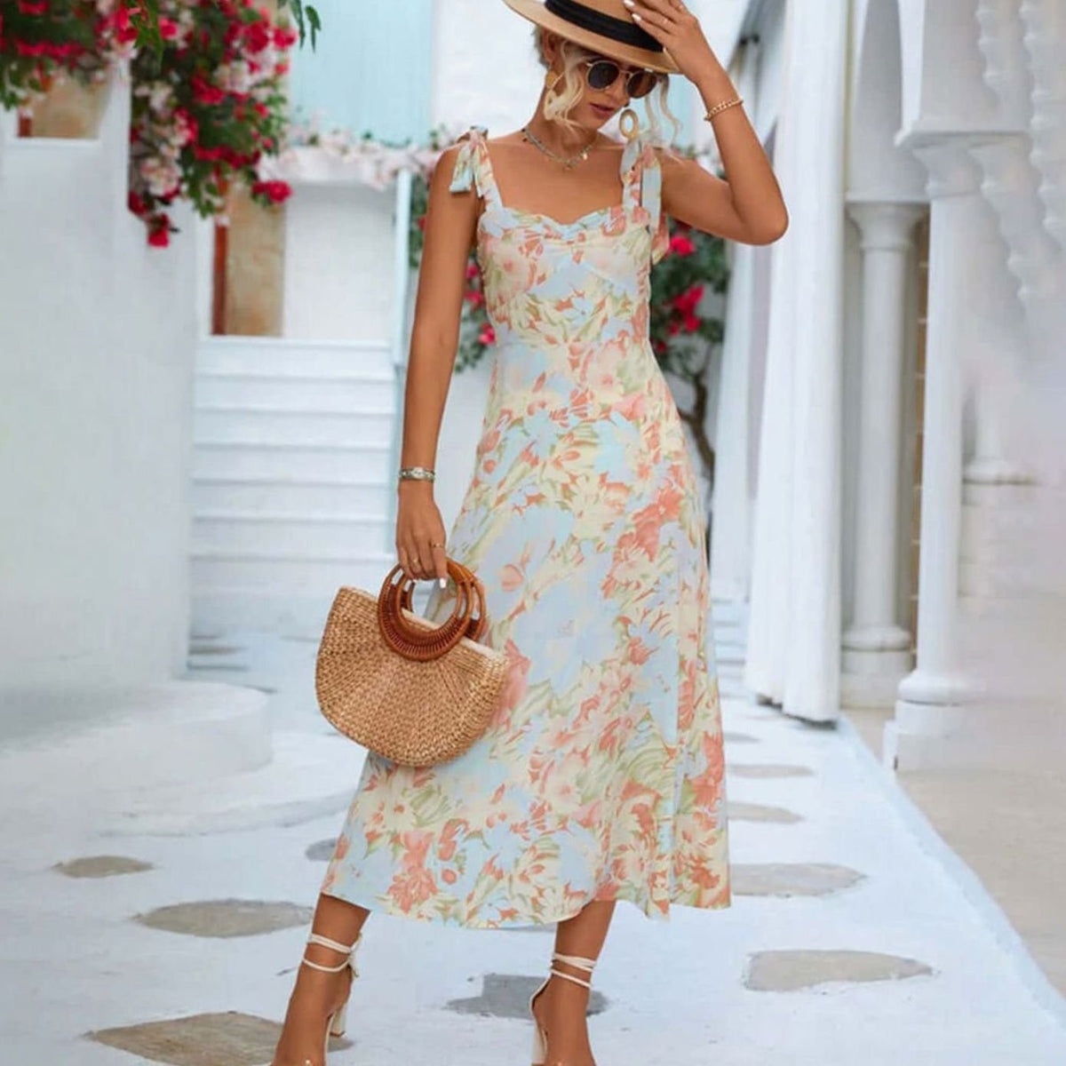 Poppy | Tie-Shoulder A-Line Midi Women Party Dress for Spring