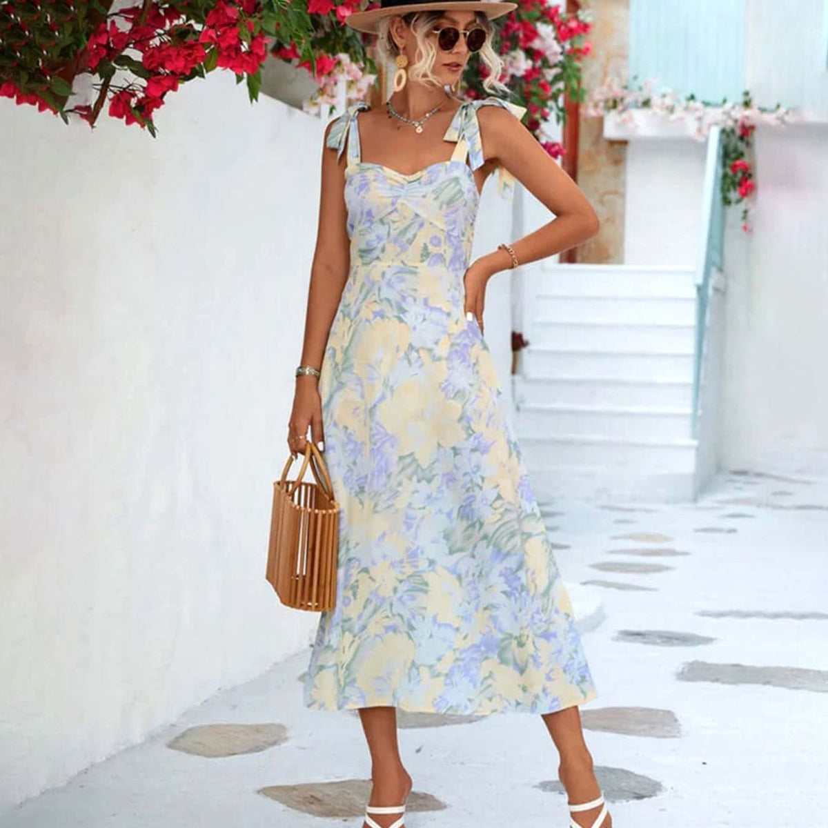 Poppy | Tie-Shoulder A-Line Midi Women Party Dress for Spring